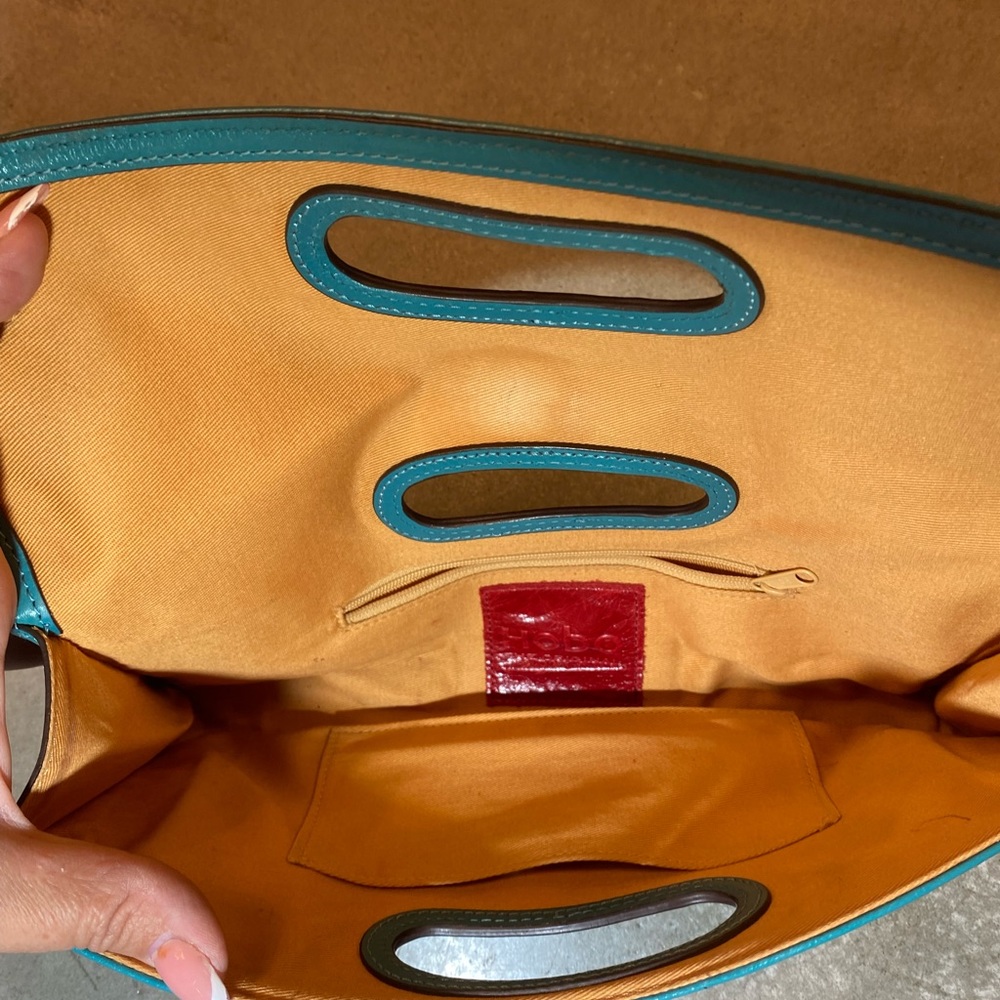 🍄 Hobo The Original Katrina Turquoise Leather Clutch - Picture 12 of 15